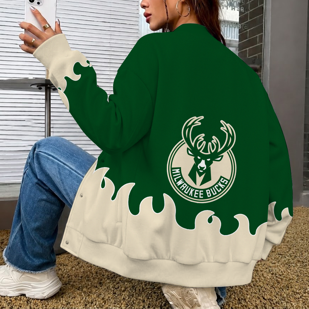 [HOT DEAL] NEW CUSTOMIZED NBA11 MBU MILWAUKEE BUCKS BASEBALL JACKET, SATIN VARSITY JACKET