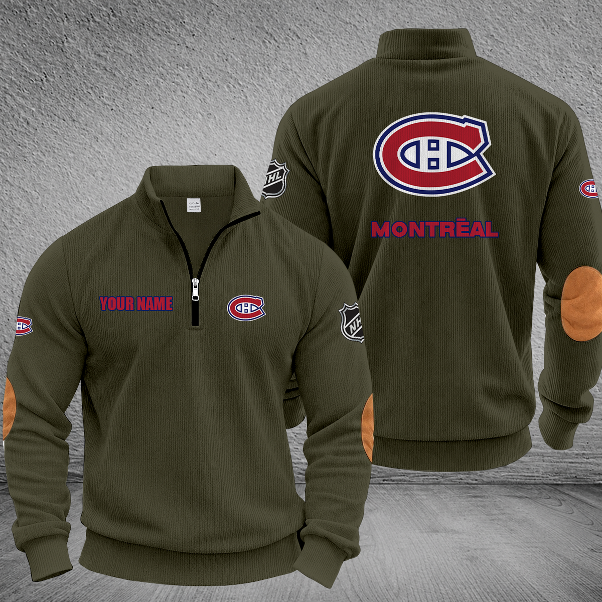 [SUPER SALE] NEW CUSTOMIZED NHL11 MCD MONTREAL CANADIENS MULTICOLOR STRIPED QUATER ZIP SWEATSHIRT
