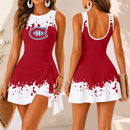 [SUPER SALE] NEW CUSTOMIZED NHL11 MCD MONTREAL CANADIENS WOMEN'S SUMMER SKORT DRESS