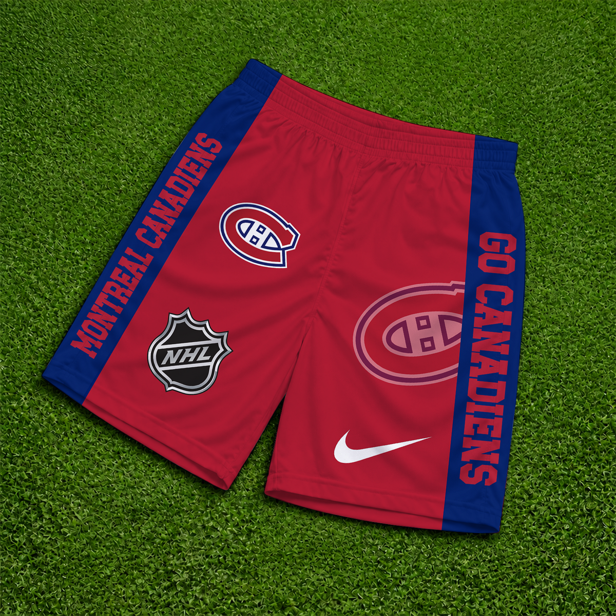 [SUPER SALE] NEW CUSTOMIZED NHL11 MCD MONTREAL CANADIENS SHORT PANTS
