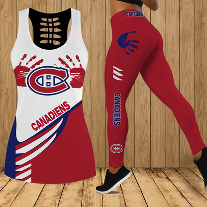 [SUPER SALE] NEW CUSTOMIZED NHL11 MCD MONTREAL CANADIENS HOLLOW TANK TOP & LEGGINGS SET