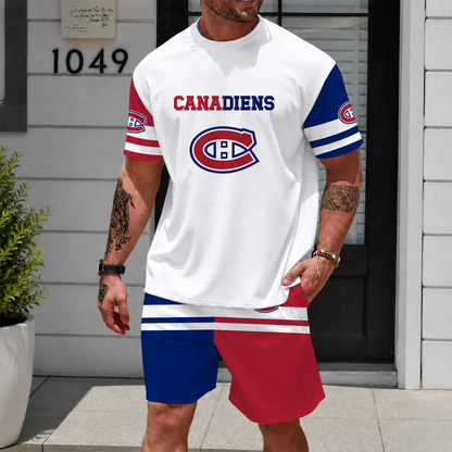 [SUPER SALE] NEW CUSTOMIZED NHL11 MCD MONTREAL CANADIENS UNISEX T-SHIRT & SHORTS SET