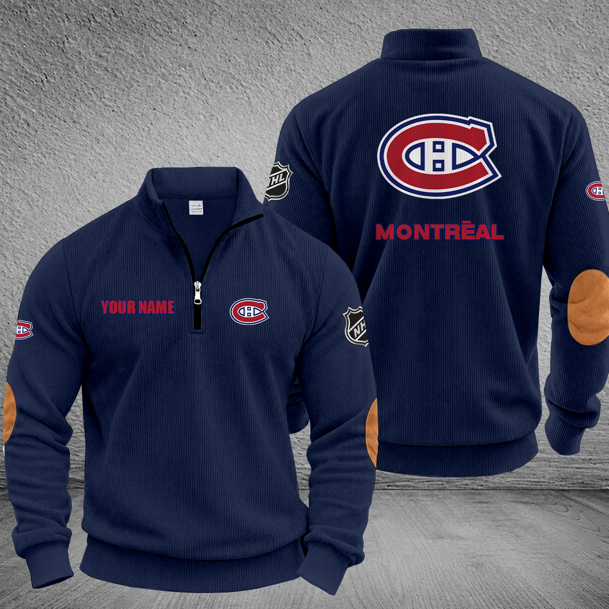 [SUPER SALE] NEW CUSTOMIZED NHL11 MCD MONTREAL CANADIENS MULTICOLOR STRIPED QUATER ZIP SWEATSHIRT