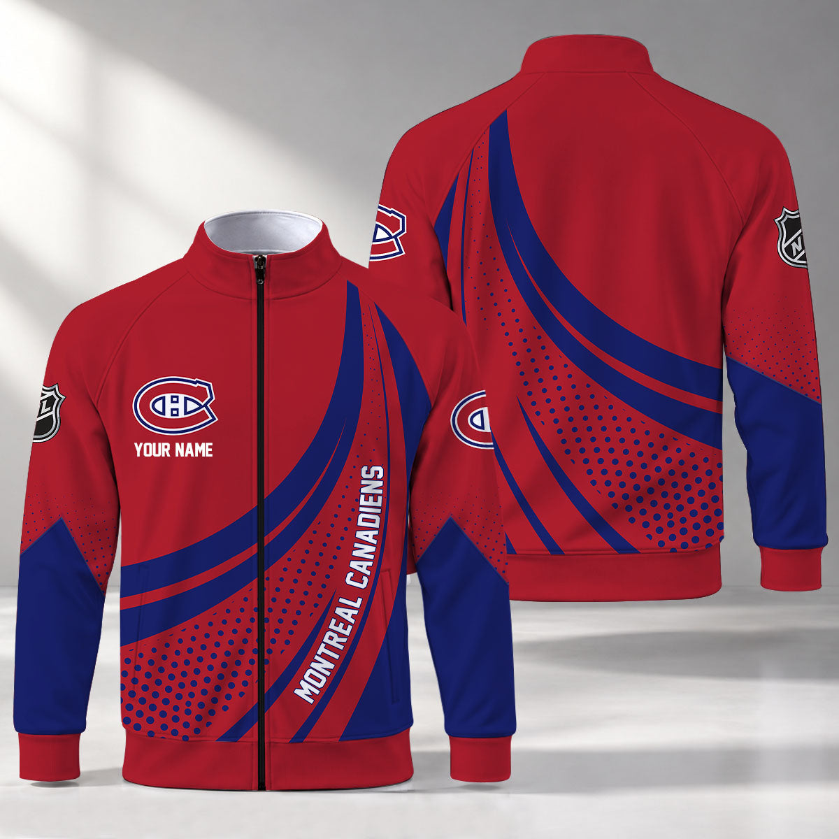 [SUPER SALE] NEW CUSTOMIZED NHL11 MCD MONTREAL CANADIENS STAND COLLAR JACKET