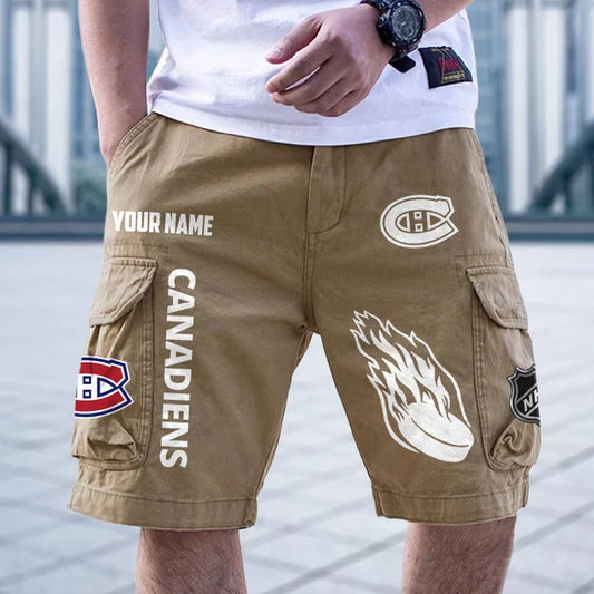 [SUPER SALE] NEW CUSTOMIZED NHL11 MCD MONTREAL CANADIENS CARGO SHORTS