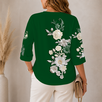 LIMITED EDITION - NEW CUSTOMIZED NBA11 MBU MILWAUKEE BUCKS WOMEN'S V-NECK LONG SLEEVE SHIRT