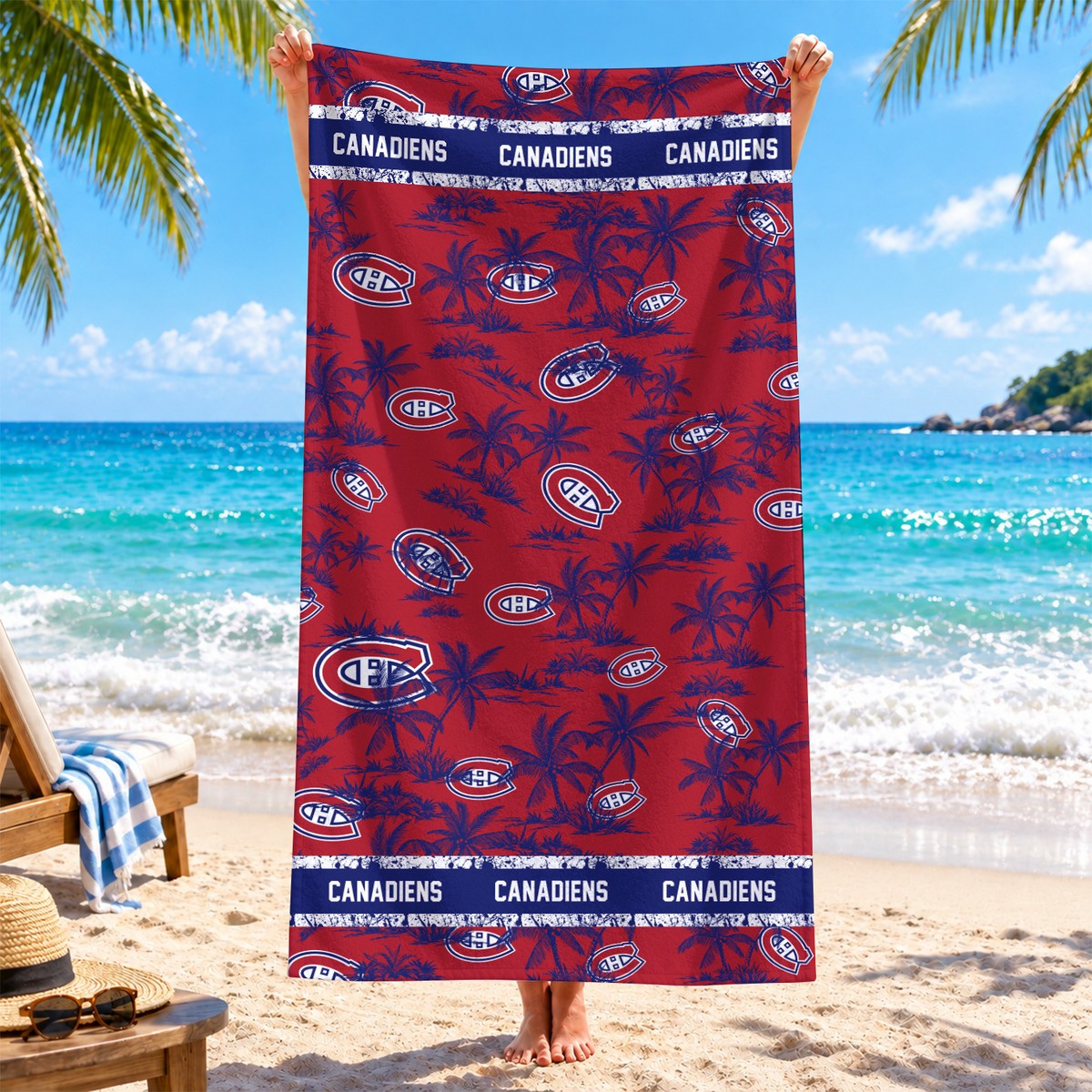 [SUPER SALE] NEW CUSTOMIZED NHL11 MCD MONTREAL CANADIENS BEACH TOWEL