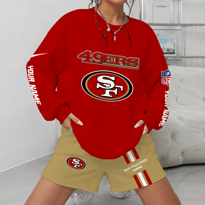 [SPECIAL OFFER] NEW CUSTOMIZED NFL11 SF49 SAN FRANCISCO 49ERS UNISEX SWEATSHIRT & SHORTS SET