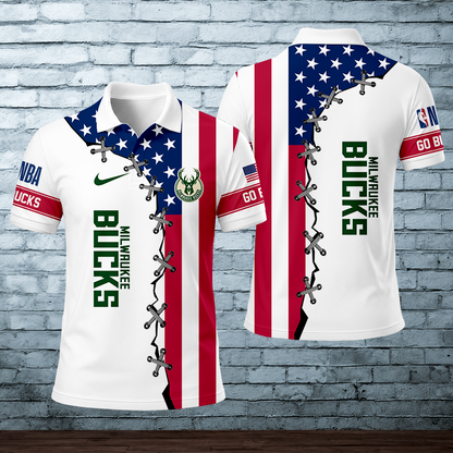 [HOT DEAL] NEW CUSTOMIZED NBA11 MBU MILWAUKEE BUCKS POLO SHIRT