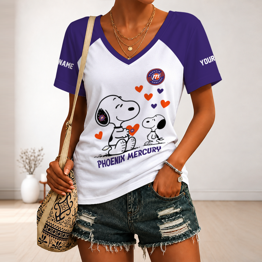 [FAN FAVORITE] NEW CUSTOMIZED WNBA11 PNM PHOENIX MERCURY V-NECK FEMALE SHIRT