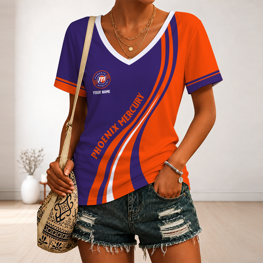 [FAN FAVORITE] NEW CUSTOMIZED WNBA11 PNM PHOENIX MERCURY V-NECK FEMALE SHIRT