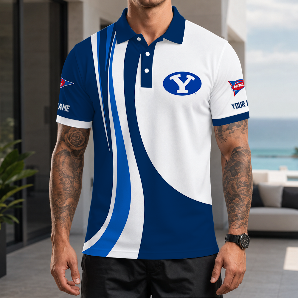 [FAN FAVORITE] NEW CUSTOMIZED NCAA FBS11 BYU BYU COUGARS POLO SHIRT