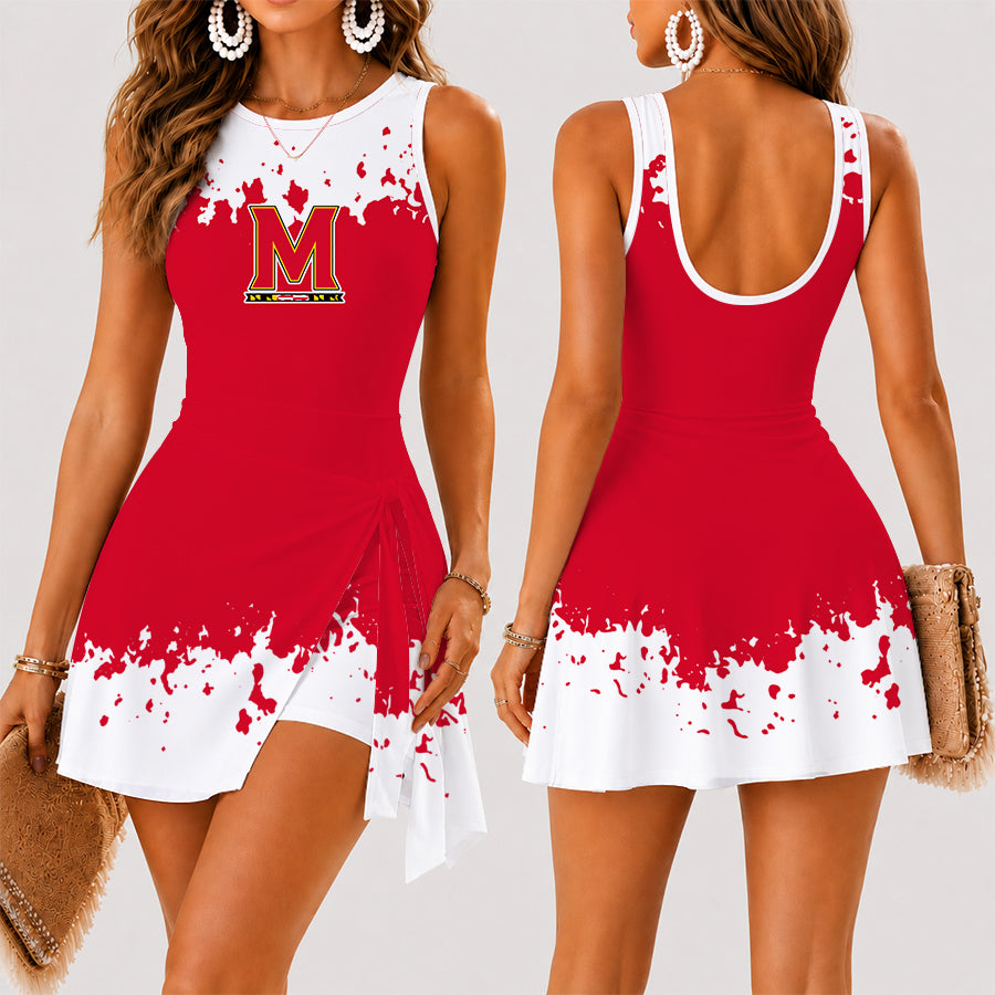 [FAN FAVORITE] NEW CUSTOMIZED NCAA MAM11 MLT MARYLAND TERRAPINS WOMEN'S SUMMER SKORT DRESS