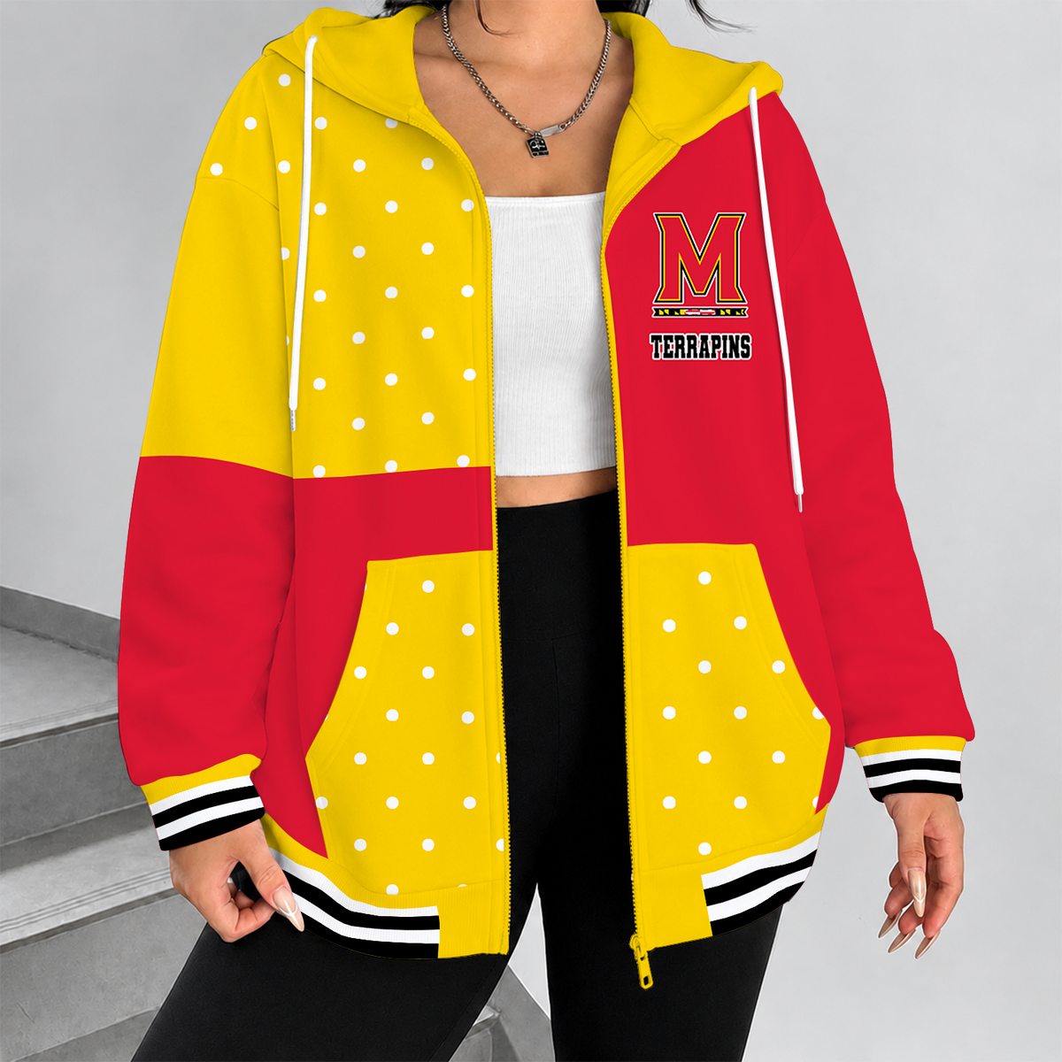 [FAN FAVORITE] NEW CUSTOMIZED NCAA MAM11 MLT MARYLAND TERRAPINS STRAPPY ZIP HOODIE