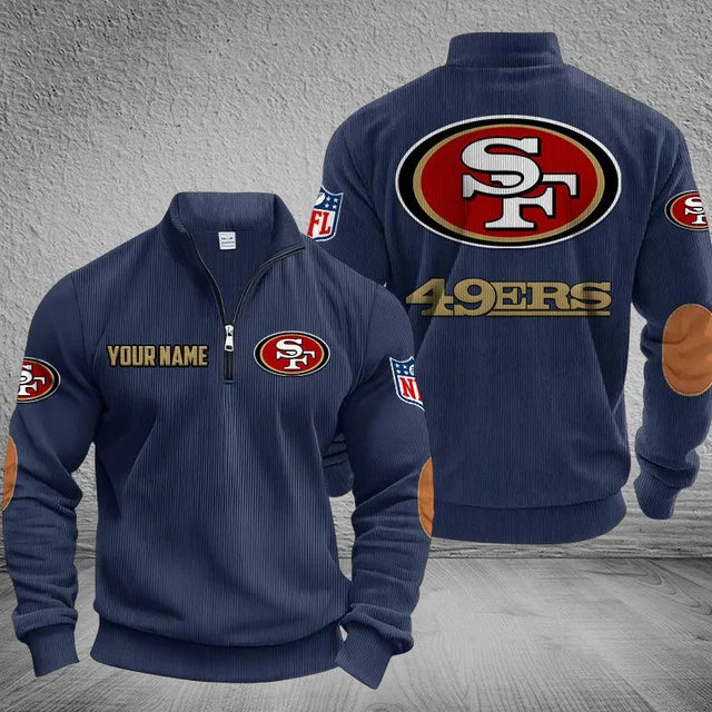 [SPECIAL OFFER] NEW CUSTOMIZED NFL11 SF49 SAN FRANCISCO 49ERS MULTICOLOR STRIPED QUATER ZIP SWEATSHIRT