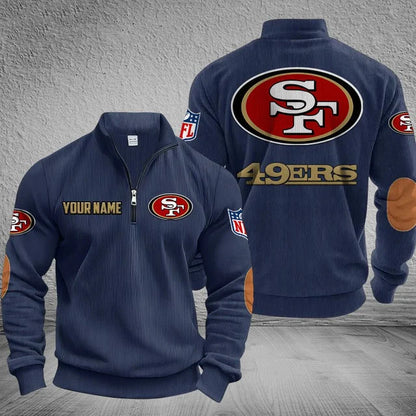 [SPECIAL OFFER] NEW CUSTOMIZED NFL11 SF49 SAN FRANCISCO 49ERS MULTICOLOR STRIPED QUATER ZIP SWEATSHIRT