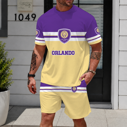 [FAN EXCLUSIVE] NEW CUSTOMIZED MLS11 OCS ORLANDO CITY SC UNISEX T-SHIRT & SHORTS SET