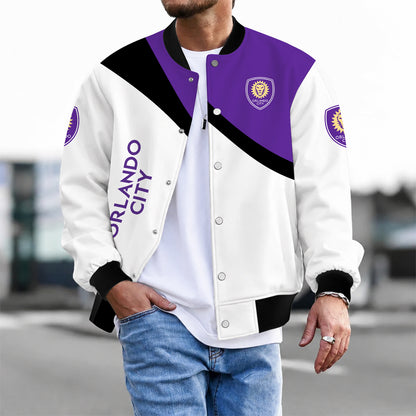 [FAN EXCLUSIVE] NEW CUSTOMIZED MLS11 OCS ORLANDO CITY SC BASEBALL JACKET & SATIN VARSITY JACKET