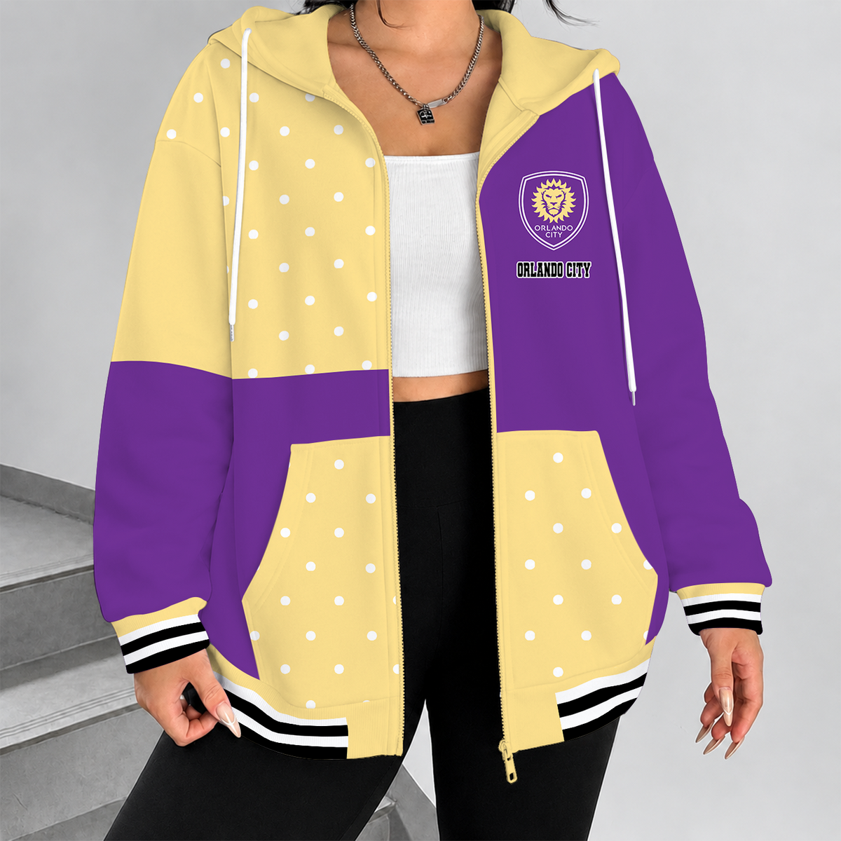 [FAN EXCLUSIVE] NEW CUSTOMIZED MLS11 OCS ORLANDO CITY SC ZIP HOODIE