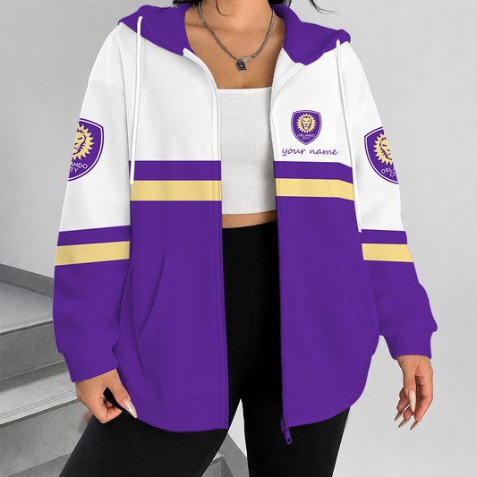 [FAN EXCLUSIVE] NEW CUSTOMIZED MLS11 OCS ORLANDO CITY SC ZIP HOODIE
