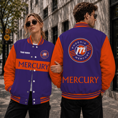 [FAN FAVORITE] NEW CUSTOMIZED WNBA11 PNM PHOENIX MERCURY BASEBALL JACKET, SATIN VARSITY JACKET