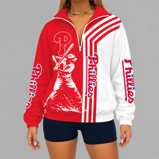 LIMITED EDITION - NEW CUSTOMIZED MLB11 PPS PHILADELPHIA PHILLIES V-NECK ZIPPER SWEATSHIRT JACKET