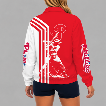 LIMITED EDITION - NEW CUSTOMIZED MLB11 PPS PHILADELPHIA PHILLIES V-NECK ZIPPER SWEATSHIRT JACKET