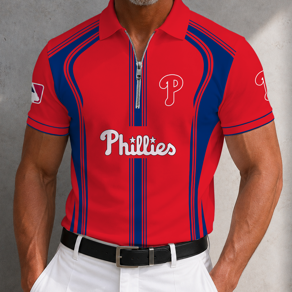 [FLASH SALE] NEW CUSTOMIZED MLB11 PPS PHILADELPHIA PHILLIES ZIP POLO SHIRT