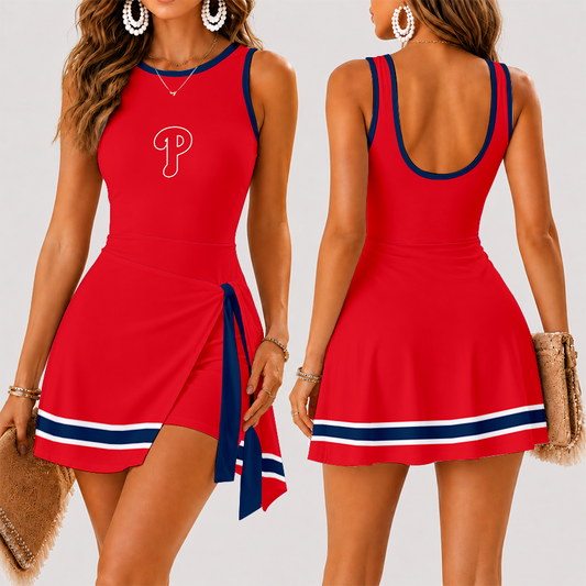 [FLASH SALE] NEW CUSTOMIZED MLB11 PPS PHILADELPHIA PHILLIES WOMEN'S SUMMER SKORT DRESS