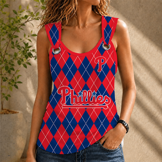 [FLASH SALE] NEW CUSTOMIZED MLB11 PPS PHILADELPHIA PHILLIES O-RING SHOULDER TANK TOP