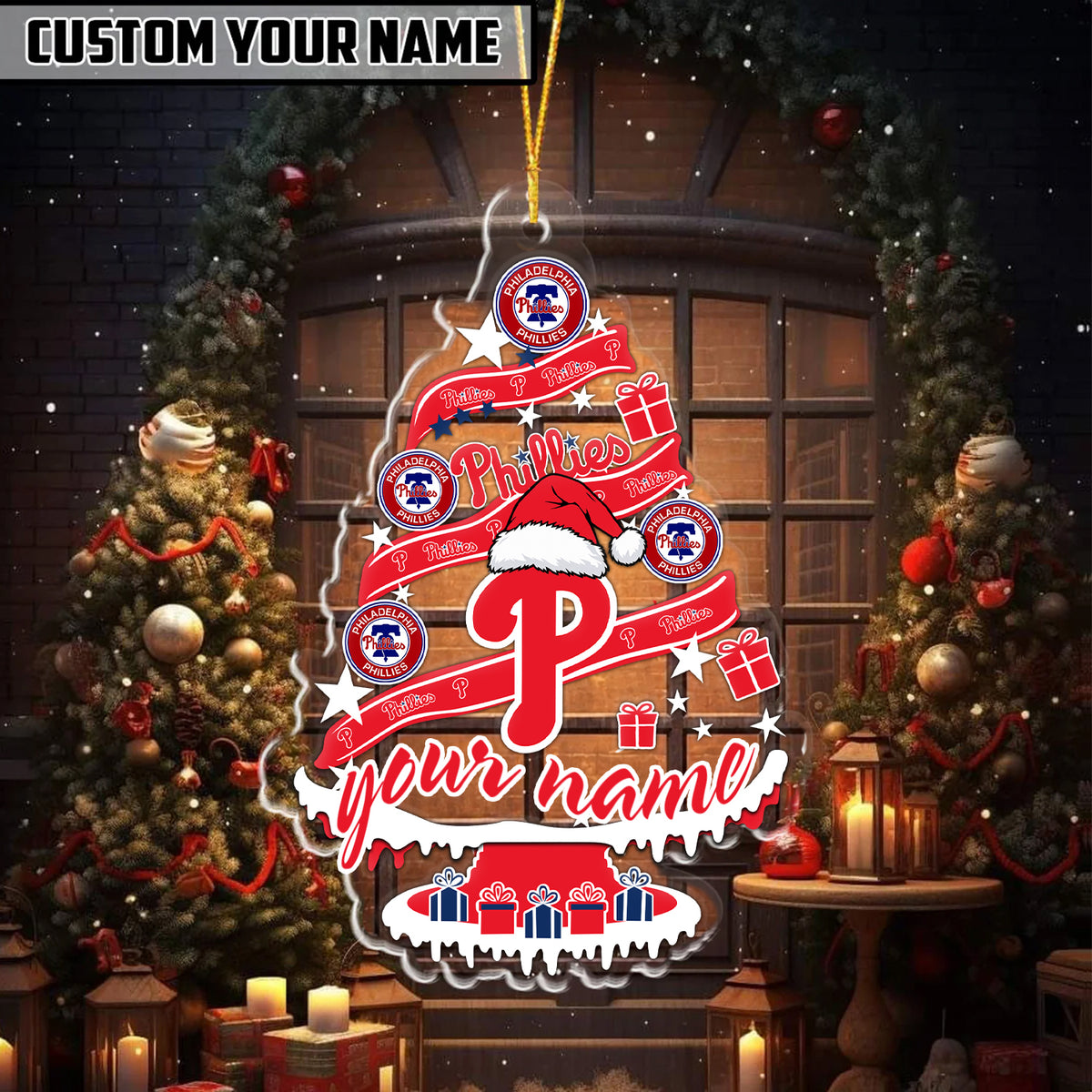 [FLASH SALE] NEW CUSTOMIZED MLB11 PPS PHILADELPHIA PHILLIES CHRISTMAS ACRYLIC ORNAMENT