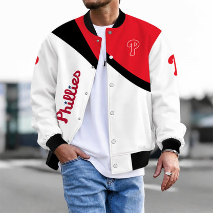 [FLASH SALE] NEW CUSTOMIZED MLB11 PPS PHILADELPHIA PHILLIES SATIN VARSITY & BASEBALL JACKET