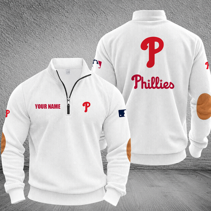 [FLASH SALE] NEW CUSTOMIZED MLB11 PPS PHILADELPHIA PHILLIES MULTICOLOR STRIPED QUATER ZIP SWEATSHIRT