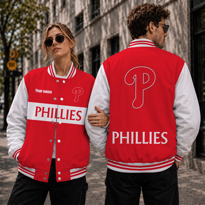 [FLASH SALE] NEW CUSTOMIZED MLB11 PPS PHILADELPHIA PHILLIES SATIN VARSITY & BASEBALL JACKET