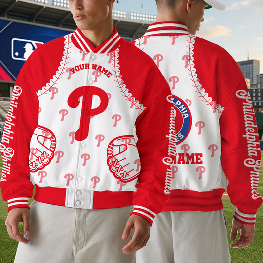 [FLASH SALE] NEW CUSTOMIZED MLB11 PPS PHILADELPHIA PHILLIES SATIN VARSITY & BASEBALL JACKET