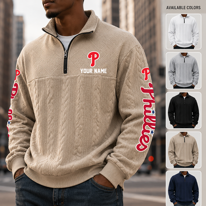 [FLASH SALE] NEW CUSTOMIZED MLB11 PPS PHILADELPHIA PHILLIES MULTICOLOR QUARTER-ZIP SWEATSHIRT
