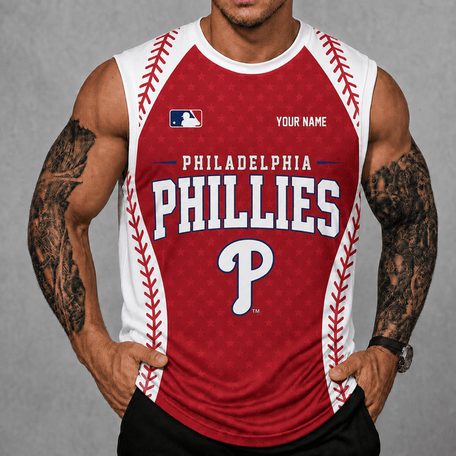 [FLASH SALE] NEW CUSTOMIZED MLB11 PPS PHILADELPHIA PHILLIES TANK TOP & GYM SHIRT