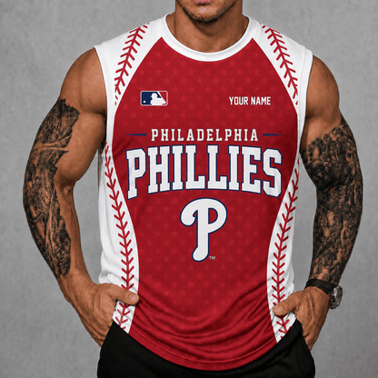 [FLASH SALE] NEW CUSTOMIZED MLB11 PPS PHILADELPHIA PHILLIES TANK TOP & GYM SHIRT