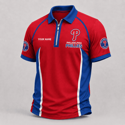 [FLASH SALE] NEW CUSTOMIZED MLB11 PPS PHILADELPHIA PHILLIES ZIP POLO SHIRT