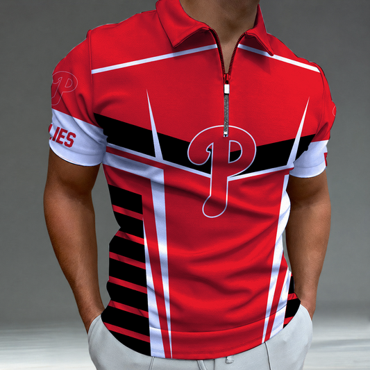 [FLASH SALE] NEW CUSTOMIZED MLB11 PPS PHILADELPHIA PHILLIES ZIP POLO SHIRT