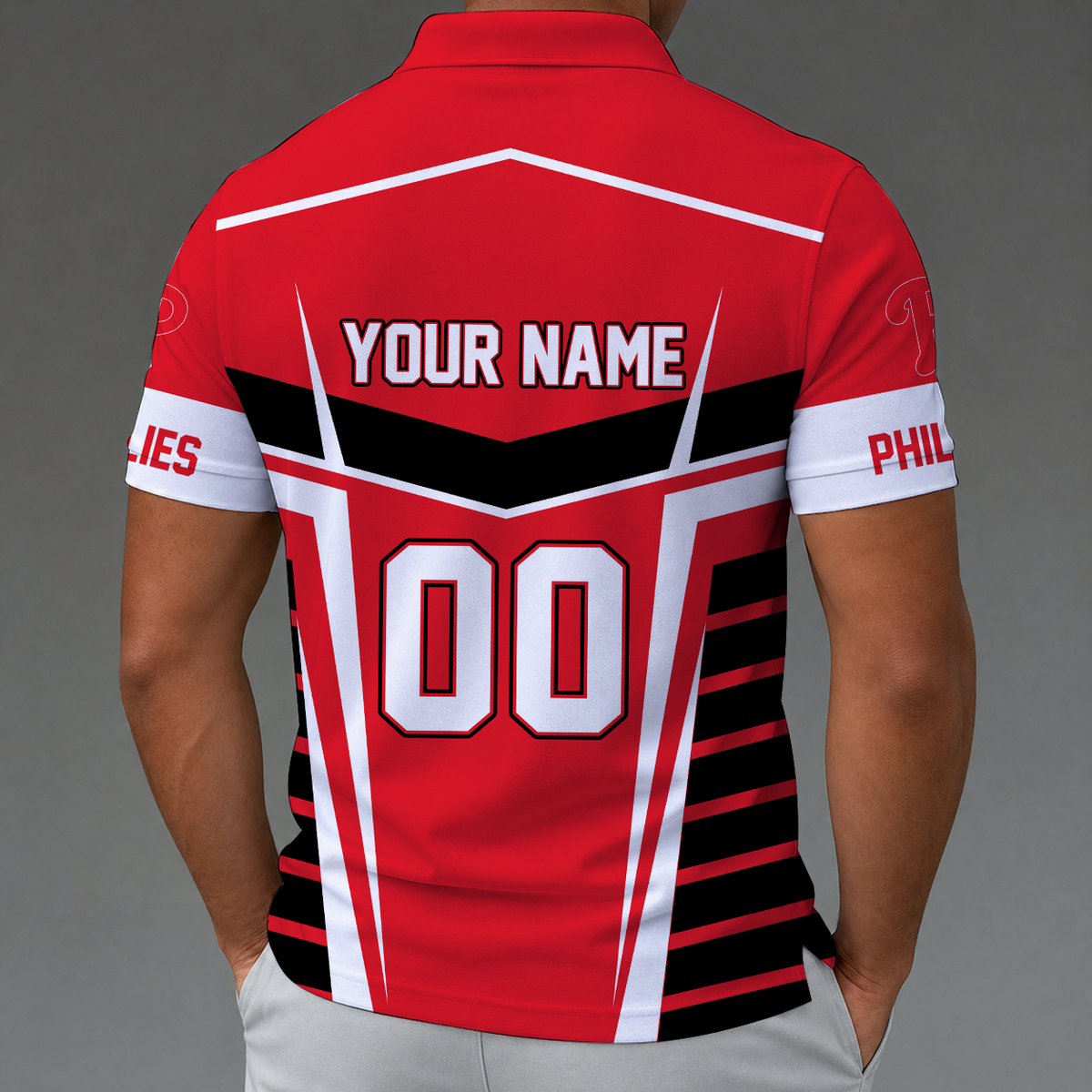 [FLASH SALE] NEW CUSTOMIZED MLB11 PPS PHILADELPHIA PHILLIES ZIP POLO SHIRT