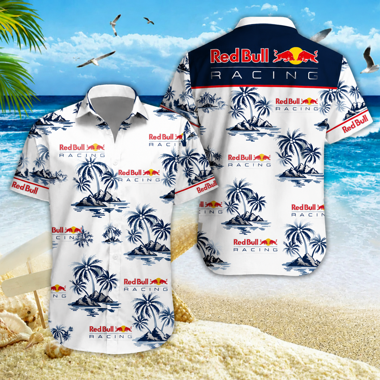 [FAN MUST-HAVE] NEW CUSTOMIZED F111 RBR RED BULL RACING UNISEX HAWAIIAN SHIRT & SHORTS SET