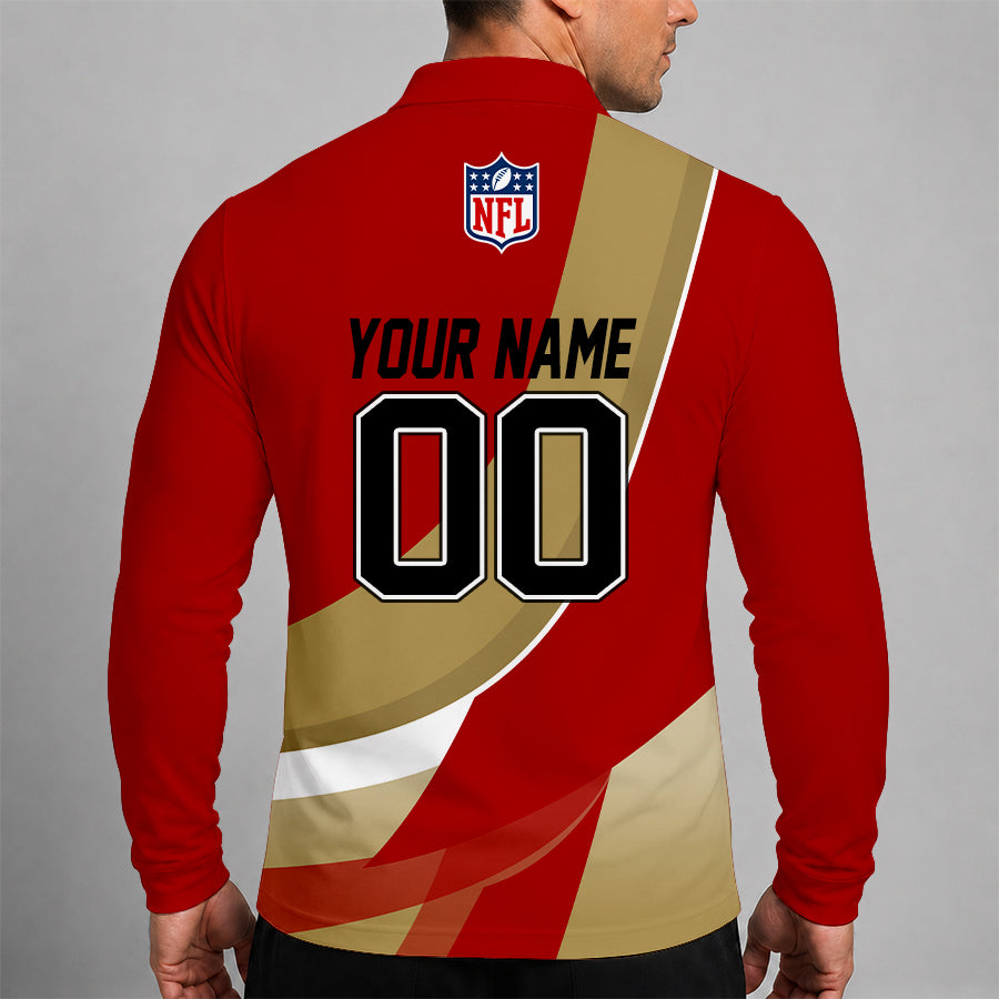 [SPECIAL OFFER] NEW CUSTOMIZED NFL11 SF49 SAN FRANCISCO 49ERS LONG SLEEVE POLO SHIRT