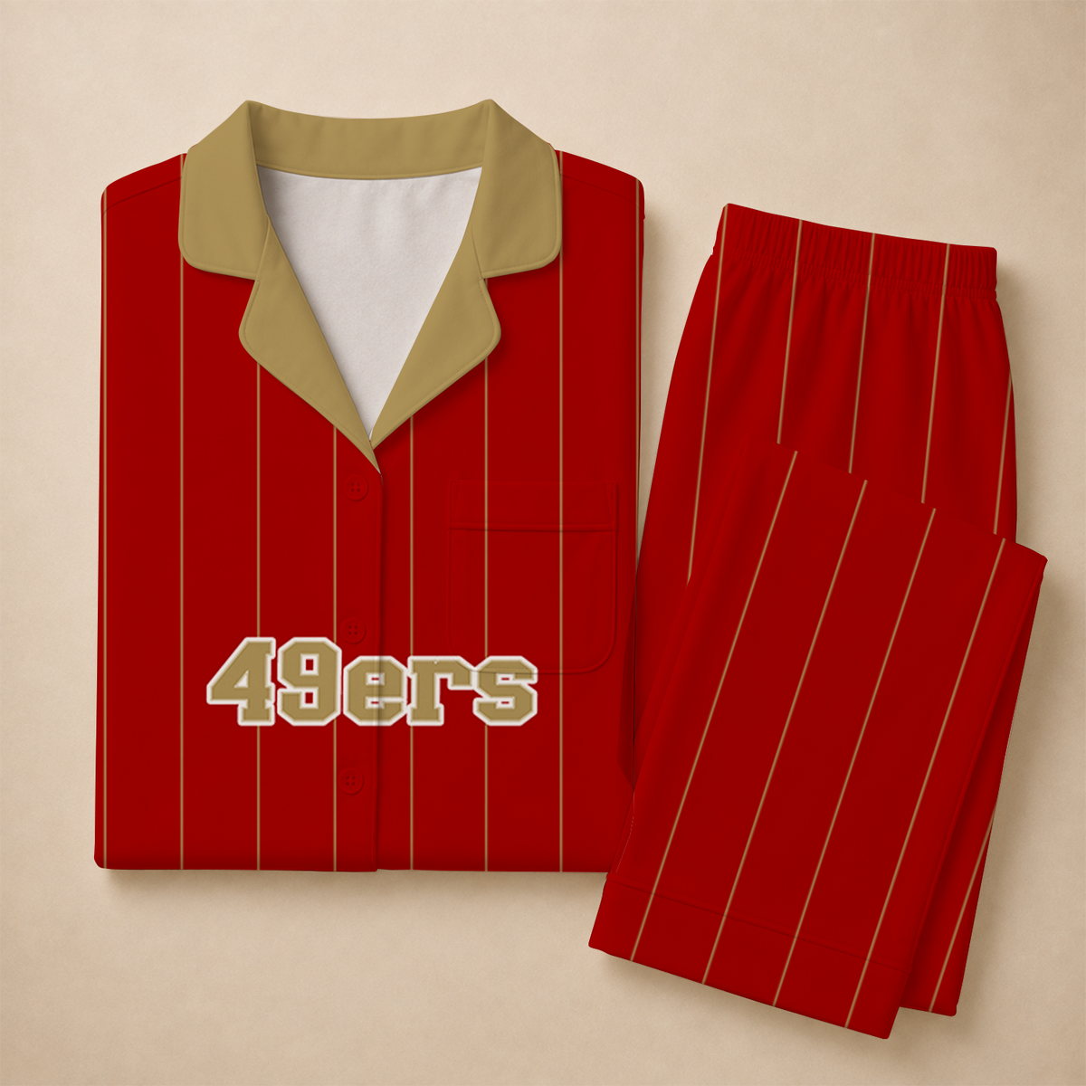 [SPECIAL OFFER] NEW CUSTOMIZED NFL11 SF49 SAN FRANCISCO 49ERS SHORT SLEEVE & LONG PANTS PAJAMAS SET