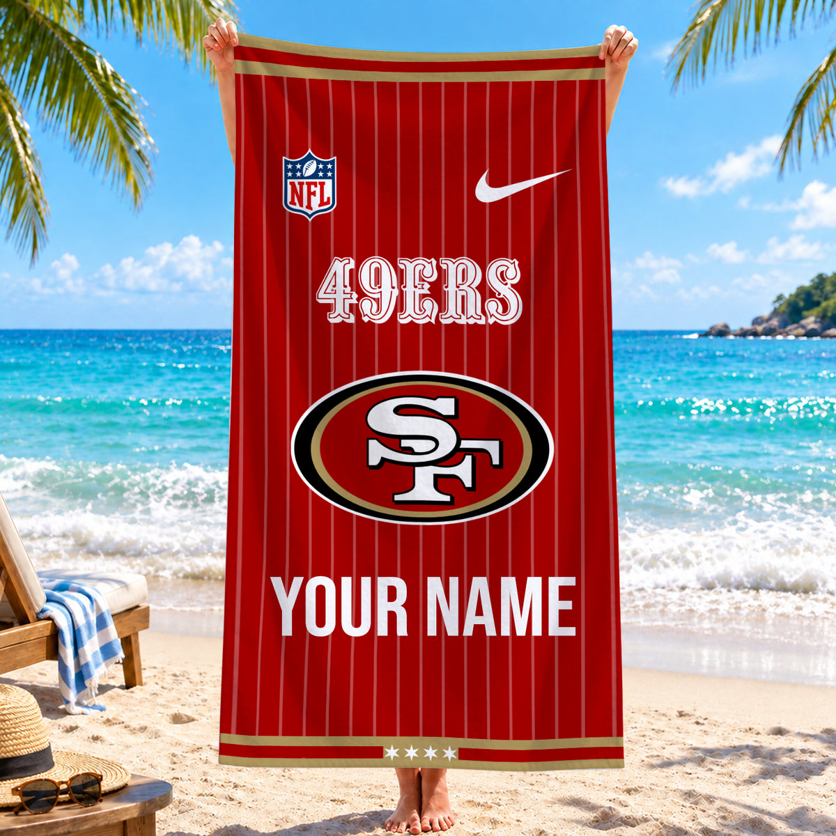 [SPECIAL OFFER] NEW CUSTOMIZED NFL11 SF49 SAN FRANCISCO 49ERS BEACH TOWEL