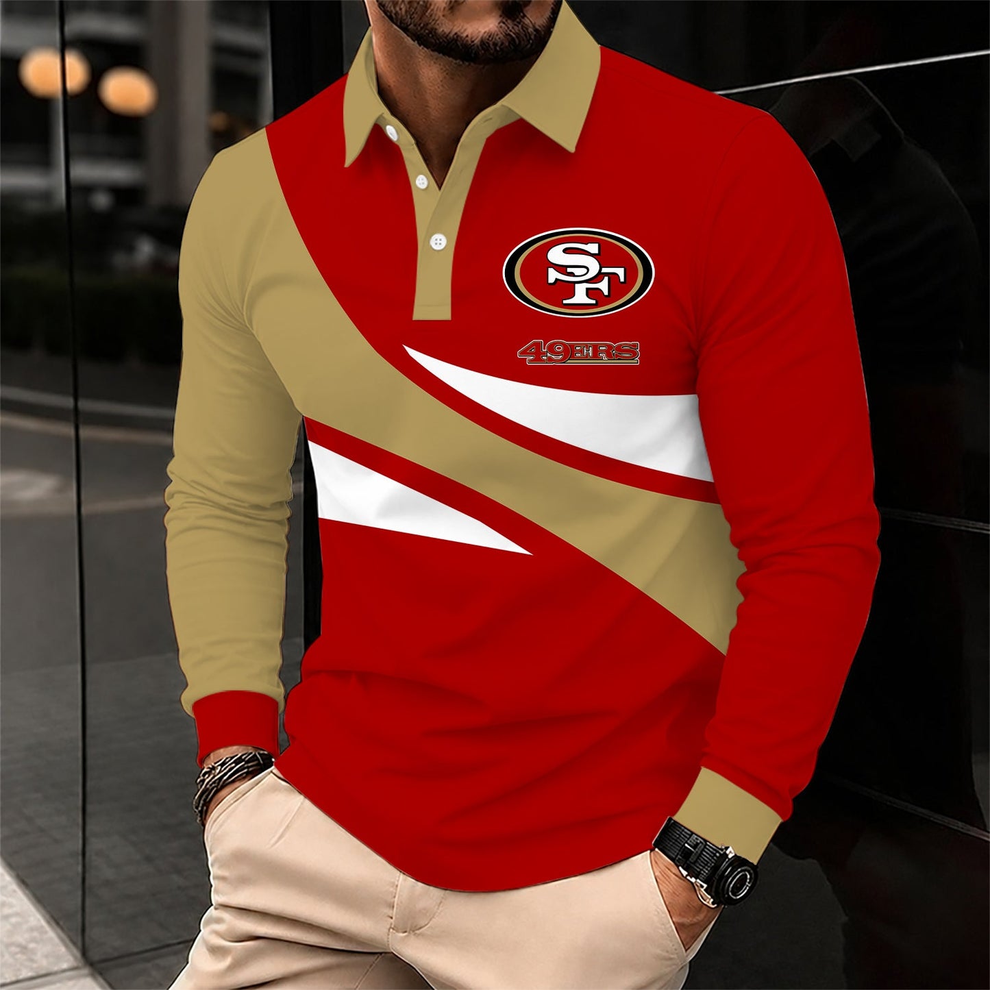 [SPECIAL OFFER] NEW CUSTOMIZED NFL11 SF49 SAN FRANCISCO 49ERS LONG SLEEVE POLO SHIRT