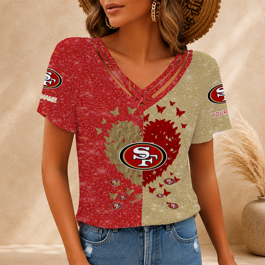[SPECIAL OFFER] NEW CUSTOMIZED NFL11 SF49 SAN FRANCISCO 49ERS V-NECK SHIRT