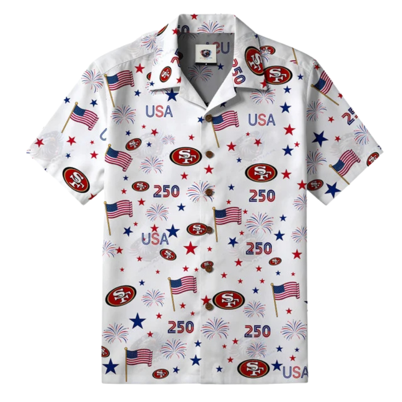 LIMITED EDITION - NEW CUSTOMIZED NFL11 SF49 SAN FRANCISCO 49ERS PATRIOTIC 250 USA HAWAIIAN SHIRT