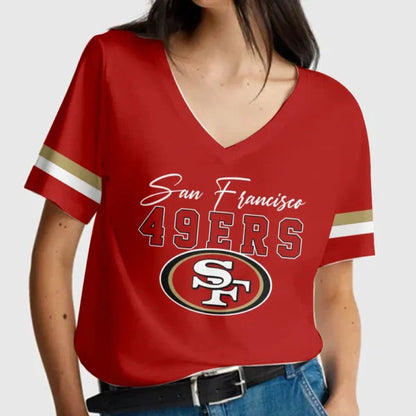 [SPECIAL OFFER] NEW CUSTOMIZED NFL11 SF49 SAN FRANCISCO 49ERS V-NECK FEMALE SHIRT