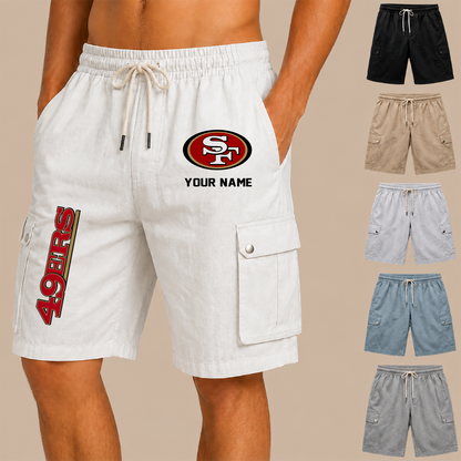 [SPECIAL OFFER] NEW CUSTOMIZED NFL11 SF49 SAN FRANCISCO 49ERS MEN'S DRAWSTRING CARGO SHORTS
